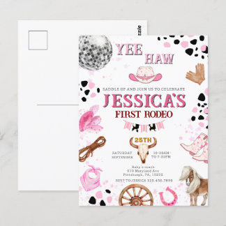 Cartão Postal Vaqueira de Rodeio Disco Yee Haw Aniversário