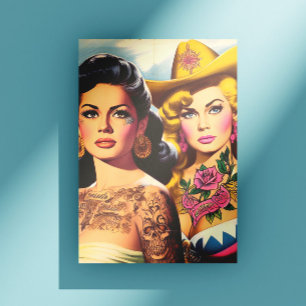 Cartão Postal Vaqueiras Tatuadas Vintage