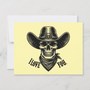 Cartão Postal Vaqueiro Ocidental Halloween Fantasma Eu Te Amo