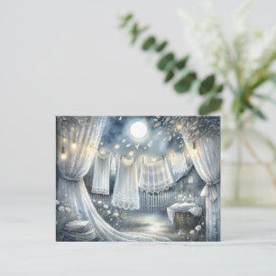 Cartão Postal Varal de Roupas aconchegante ao luar