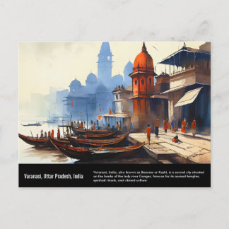 Cartão Postal Varanasi Watercolor Painting | Viagem Índia