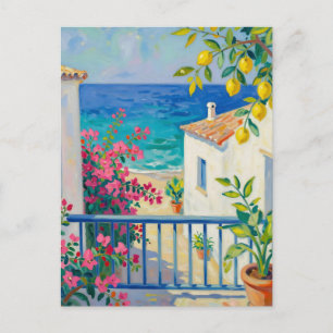 Cartão Postal Varanda Mediterrânea Limão Bougainvillea Vista par