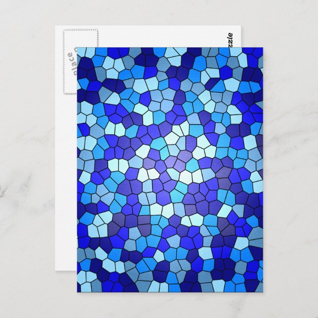 Cartão Postal Variações de Azul Vidro Manchado por Shirley Taylo (Frente/Verso)