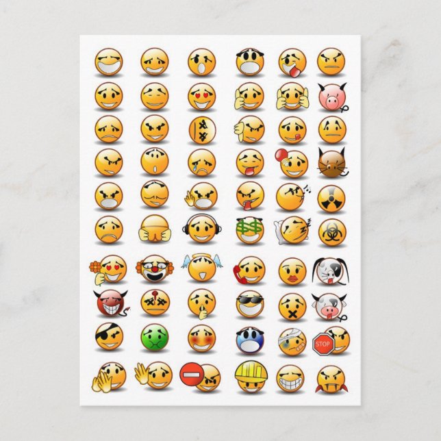 Cartão Postal Variações de um emoticon facial (Frente)