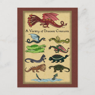 Cartão Postal Variedade de criaturas draconianas