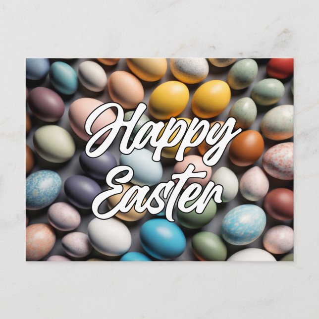 Cartão Postal Vários Ovos Coloridos De Páscoa (Frente)