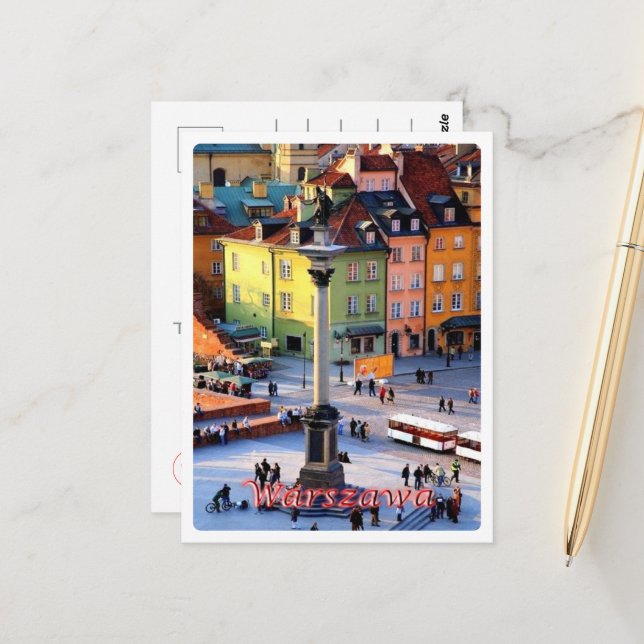 Cartão Postal Varsóvia - Coluna Sigismund - Polônia - (Frente/Verso In Situ)