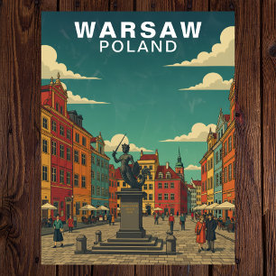 Cartão Postal Varsóvia, Polônia Praça Histórica & Estátua da Ser