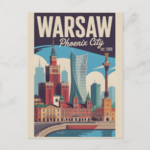 Cartão Postal Varsóvia Polônia Retro Paisagem Urbana Viagem