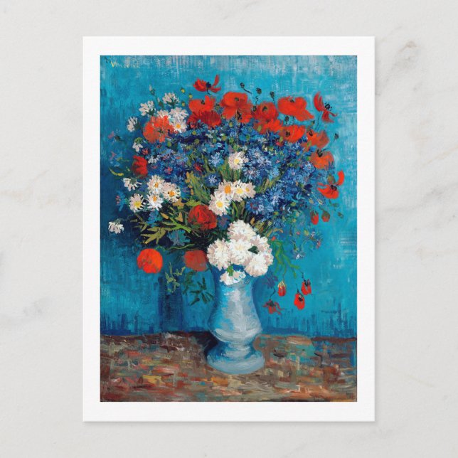 Cartão Postal Vase com Cornflower e Poppies, Van Gogh (Frente)