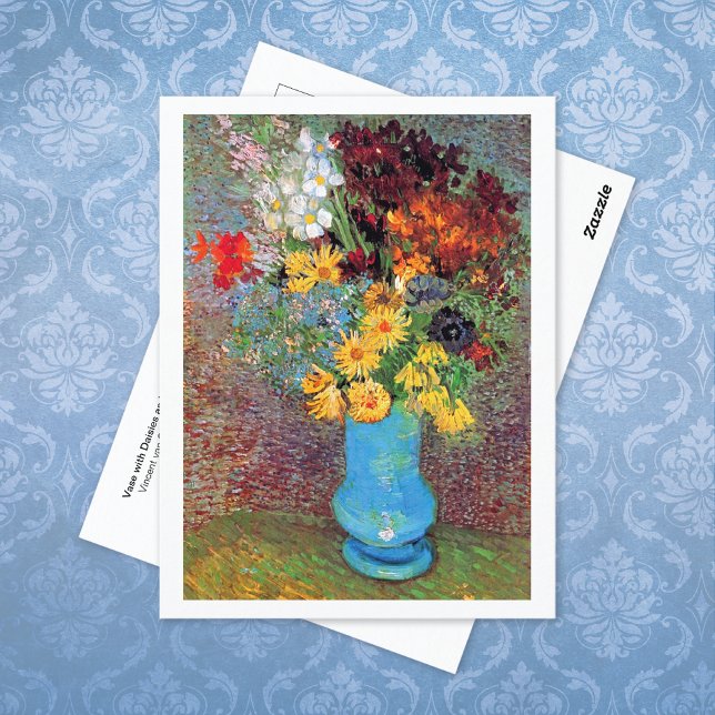 Cartão Postal Vase com Daisies Anemones Vincent van Gogh (Criador carregado)
