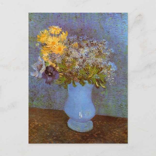Cartão Postal Vase com Lilacs e Daisies por Vincent van Gogh (Frente)