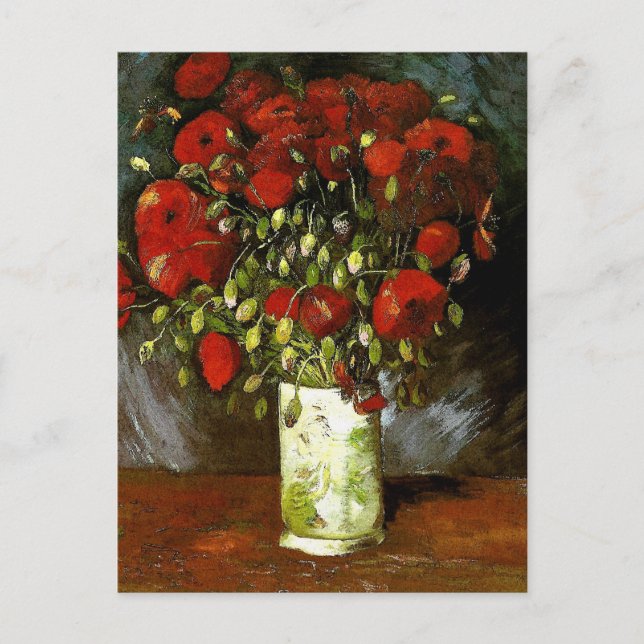 Cartão Postal Vase com papagaios vermelhos Van Gogh de arte (Frente)