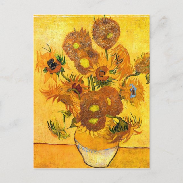 Cartão Postal Vase com Quinze Girassóis por Vincent van Gogh (Frente)