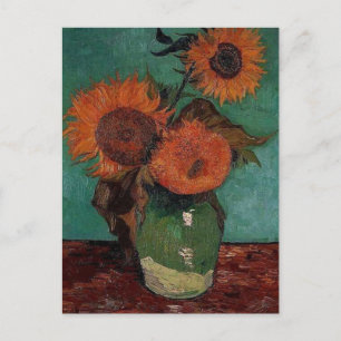 Cartão Postal Vase com três girassóis, Vincent van Gogh