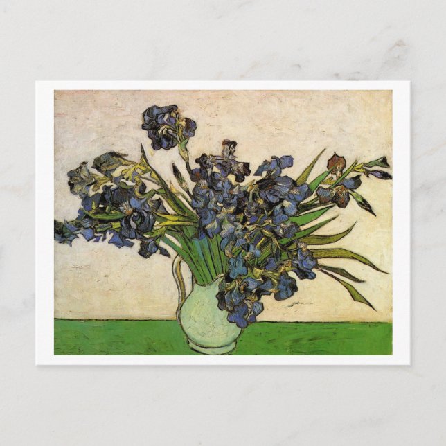 Cartão Postal Vase com Violet Irrises Van Gogh Belas Arte (Frente)