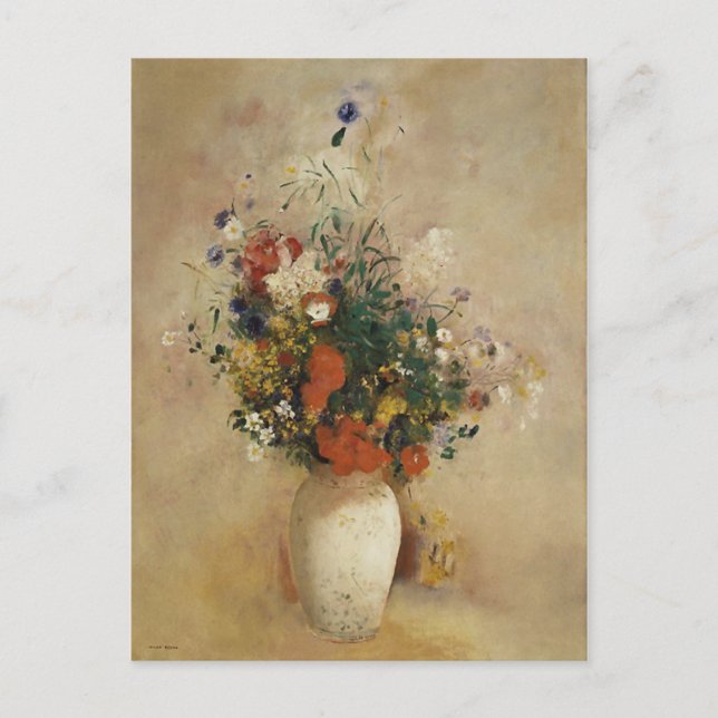 Cartão Postal Vase das Flores, Odilon Redon Fine Art (Frente)