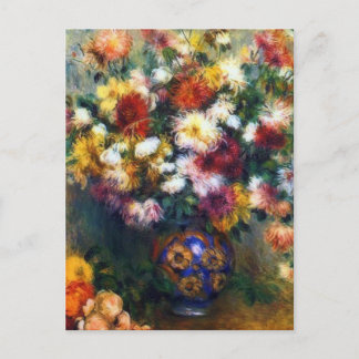 Cartão Postal Vase de Chrysanthemum Fine Art por Renoir