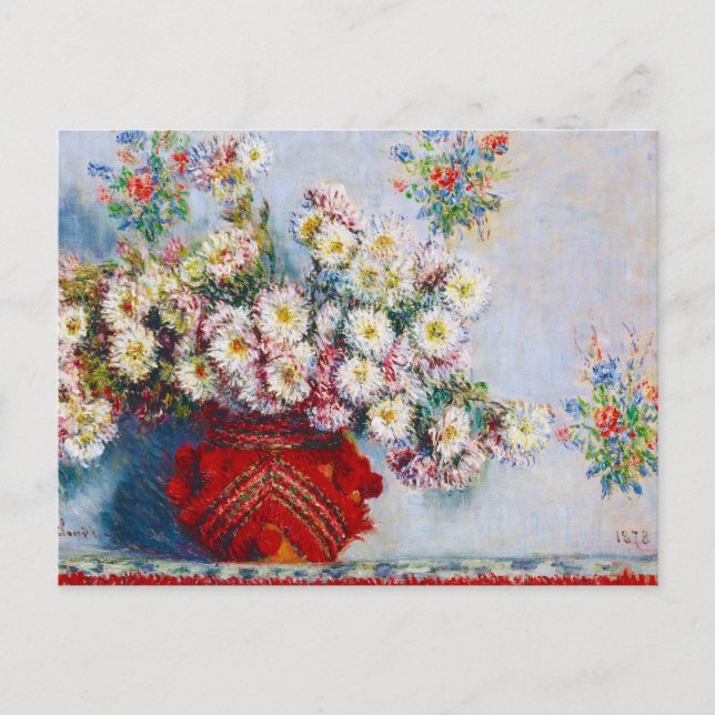 Cartão Postal Vase de Chrysanthemums Claude Monet (Frente)