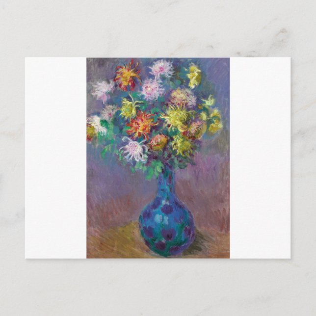 Cartão Postal Vase de Chrysanthemums Claude Monet (Frente)