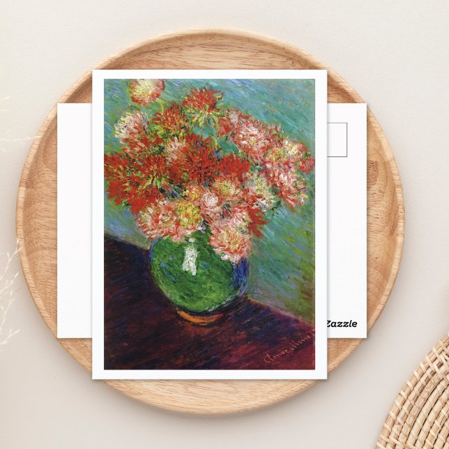 Cartão Postal Vase de Chrysanthemums Claude Monet (Criador carregado)