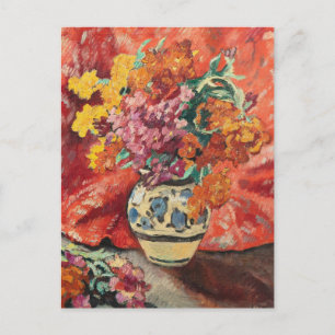 Cartão Postal Vase de Fleurs à la Draperie Rouge   Louis Valtat