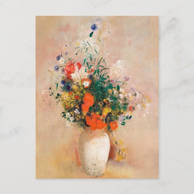 Cartão Postal Vase de Flores por Redon Poste-Impressionista (Frente)