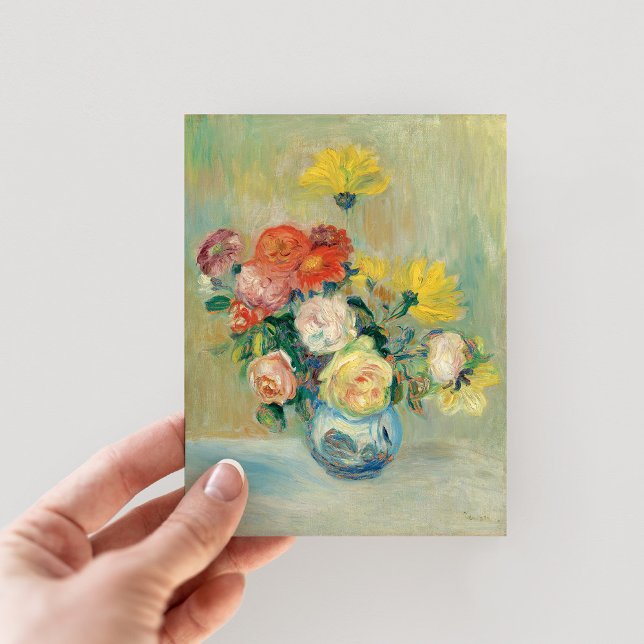 Cartão Postal Vase de Rosas e Dahlias | Renoir (Criador carregado)