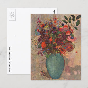 Cartão Postal Vase Turca por Odilon Redon, Flores Vintage Art