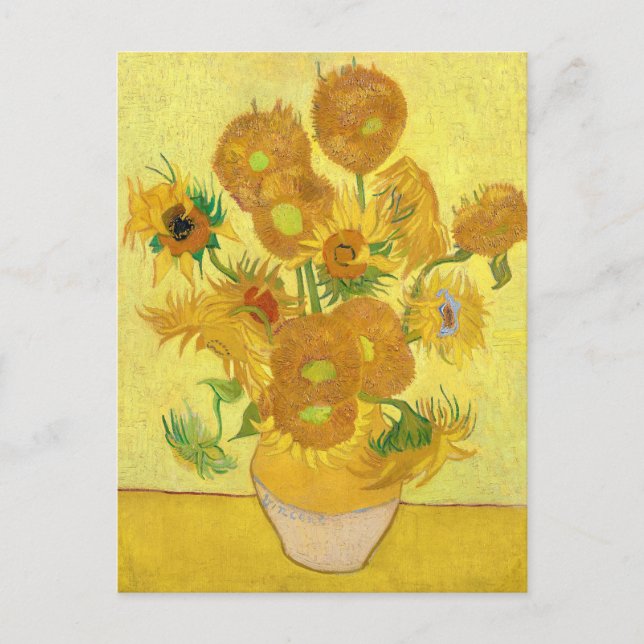 Cartão Postal Vase with fifteen sunflowers by Vincent Van Gogh (Frente)