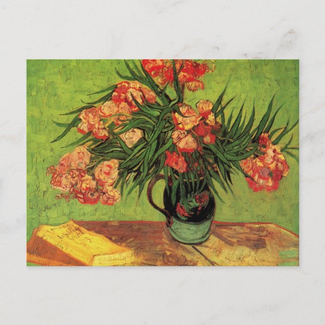 Cartão Postal Vase with Oleanders and Books by Vincent van Gogh (Frente)