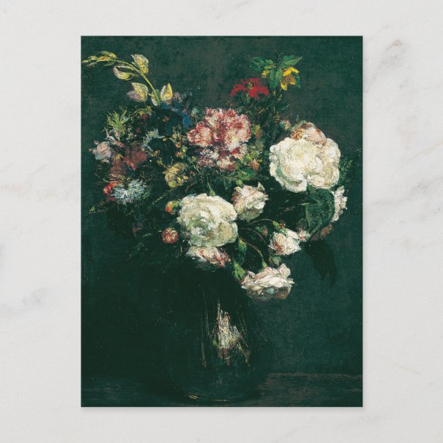 Cartão Postal Vaso Antigo de Flores de Henri Fantin-Latour (Frente)