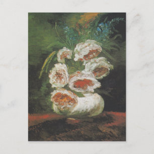 Cartão Postal Vaso Antigo de Peônias de Van Gogh