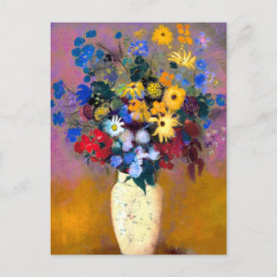 Cartão Postal Vaso Branco com Flores Odilon Redon
