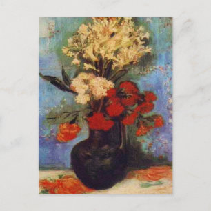 Cartão Postal vaso com cravos e outras flores vna Gogh