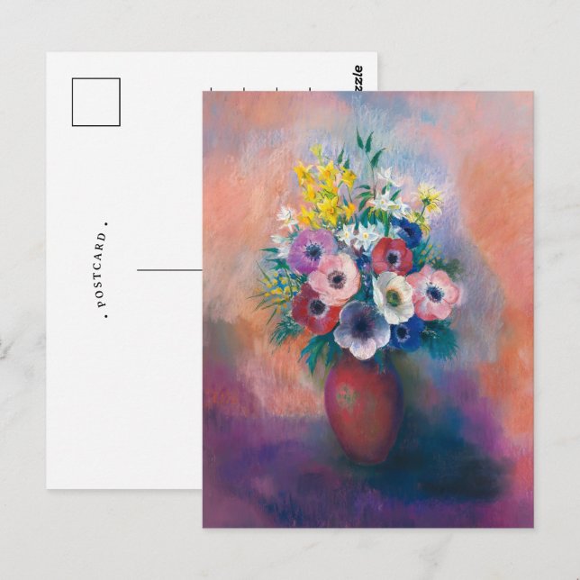Cartão Postal Vaso de Anêmonas (Frente/Verso)