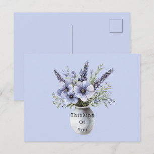 Cartão Postal Vaso de Flores Roxas Lavanda Bonitas