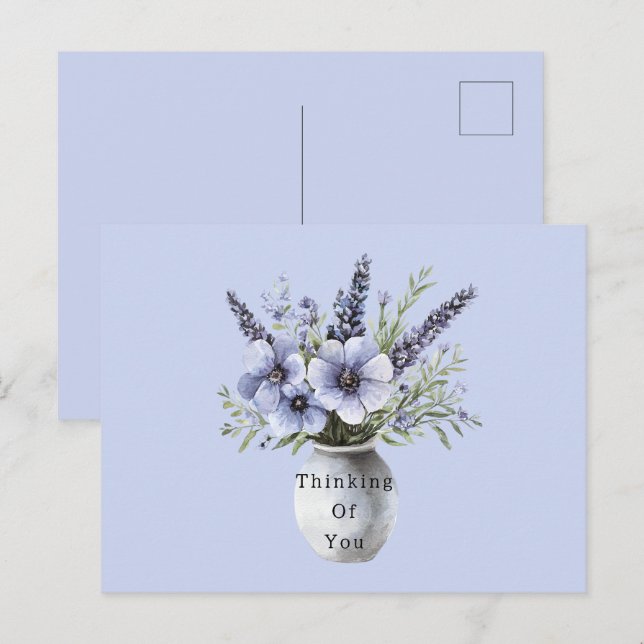 Cartão Postal Vaso de Flores Roxas Lavanda Bonitas   (Frente/Verso)