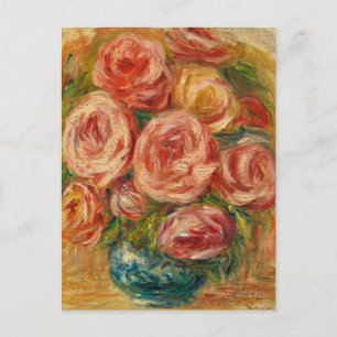 Cartão Postal Vaso de Rosas por Renoir