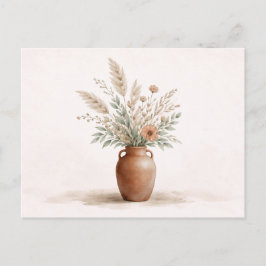 Cartão Postal Vaso de Terracota Boho com Grama Pampas Botânica