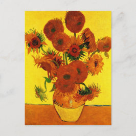 Cartão Postal Vaso de Vida Contínua com 15 Girassóis Vincent van