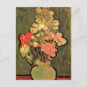 Cartão Postal Vaso de vida estática com Rosa-Mallows por Van Gog