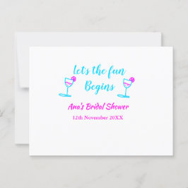 Cartão Postal Vaso de vinho rosa azul, chá de panela, vamos come