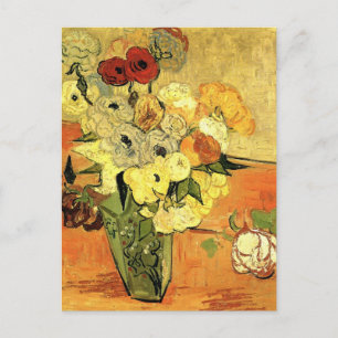 Cartão Postal Vaso Japonês, Rosas, Anêmonas por Vincent van Gogh
