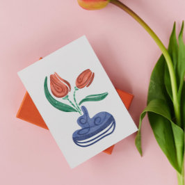 Cartão Postal Vaso Moderno com Tulipas | Arte de Natureza Morta
