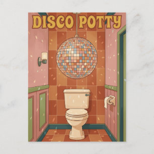 Cartão Postal Vaso Sanitário Disco Banheiro Retrô Humor Com Bola