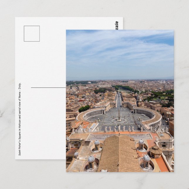 Cartão Postal Vaticano, Itália: Ruas. Vista aérea de Peter Squar (Frente/Verso)