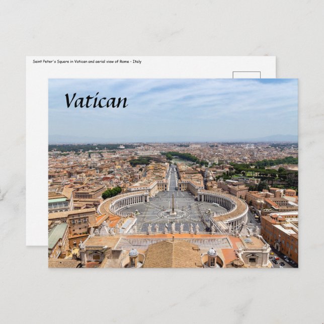 Cartão Postal Vaticano, Itália: Ruas. Vista aérea de Peter Squar (Frente/Verso)