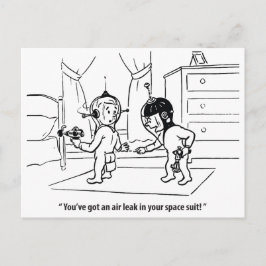 Cartão Postal Vazamento de Ar no Traje Espacial, Humorístico, Vi