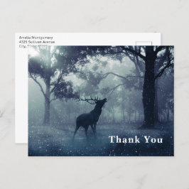 Cartão Postal Veado com Antlers na Floresta Sombria Obrigado